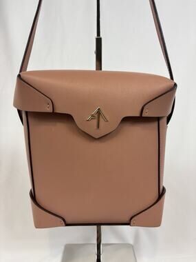 Manu Atelier Leather Crossbody Bag Tan Leather Box Shape Shoulder